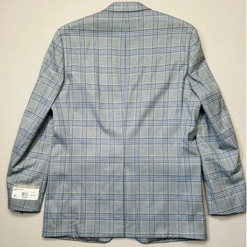 Michael Kors Men's Classic-Fit Seafoam Plaid Sport Coat, Seafoam 42L $295